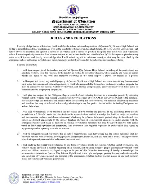 QCSHS Rules and Regulations Revised .